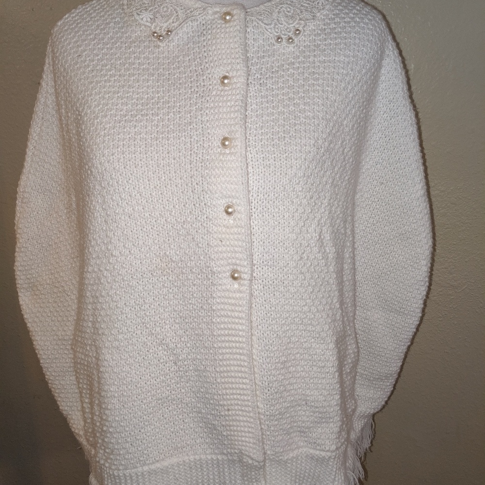 Girls White Knit Dress Poncho